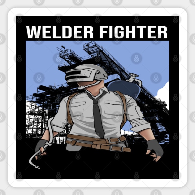 Welder Fighter Sticker by damnoverload